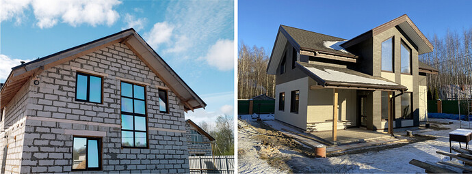 Дом из газобетона и каркасный дом